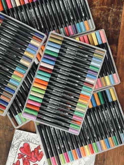 VIAMAJA Tegneartikler|Art Therapy<120 Dobbeltendede Vandbaserede Brushpens