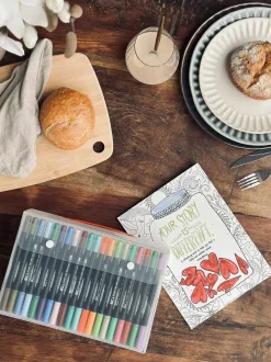 VIAMAJA Tegneartikler|Art Therapy<120 Dobbeltendede Vandbaserede Brushpens