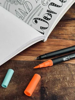 VIAMAJA Tegneartikler|Art Therapy<120 Dobbeltendede Vandbaserede Brushpens