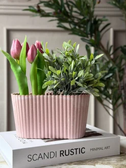 VIAMAJA Pynt Til Opslagstavler|Pynt Til Opslagstavler<Aflang potte i beton look - Rosa
