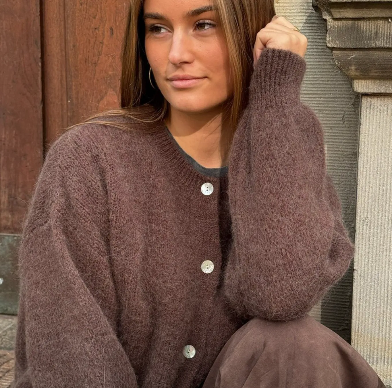 VIAMAJA Cardigans<Alpaca cardigan Depeche - Brown