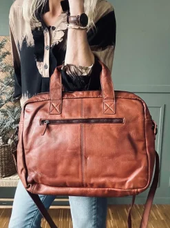 VIAMAJA Computertasker|Læder Tasker<Arbejdstaske - Cognac Cow leather