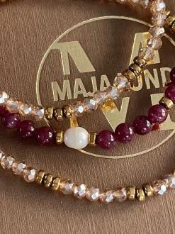 VIAMAJA Armbånd<Armbånd Leah Bordeaux/Natur – Sæt med 3 stk