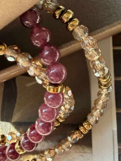 VIAMAJA Armbånd<Armbånd Leah Bordeaux/Natur – Sæt med 3 stk