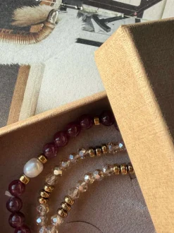 VIAMAJA Armbånd<Armbånd Leah Bordeaux/Natur – Sæt med 3 stk
