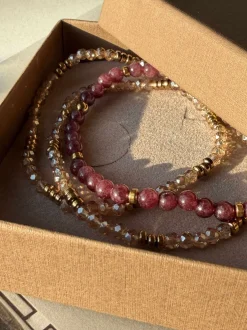 VIAMAJA Armbånd<Armbånd Leah Bordeaux/Natur – Sæt med 3 stk