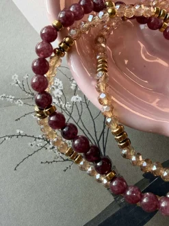 VIAMAJA Armbånd<Armbånd Leah Bordeaux/Natur – Sæt med 3 stk