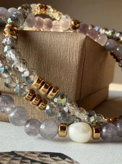VIAMAJA Armbånd<Armbånd Leah Lavendel/Stone – Sæt med 3 stk