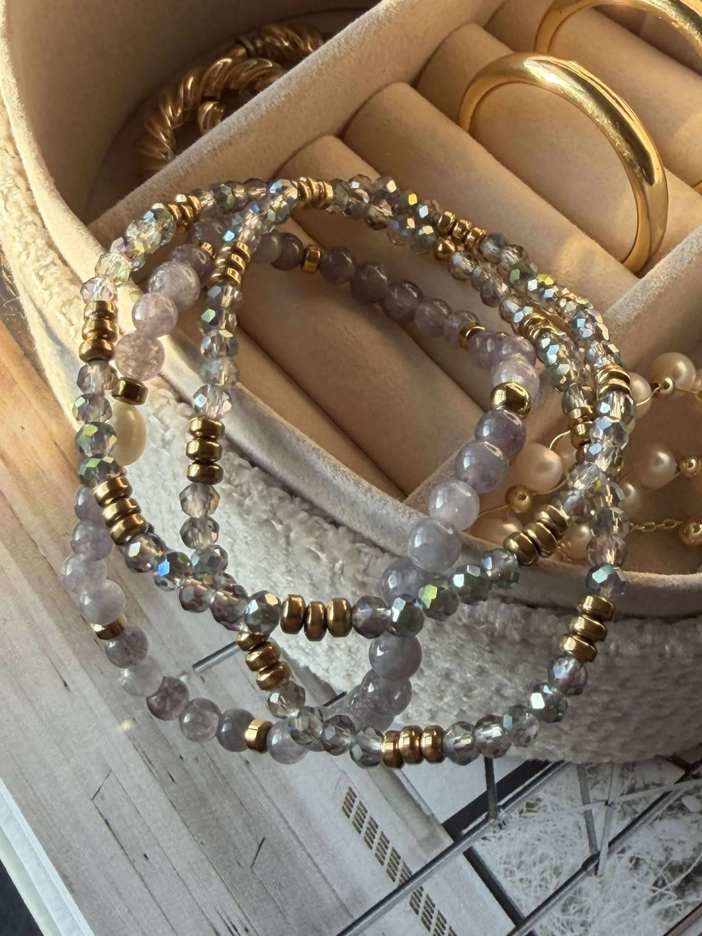 VIAMAJA Armbånd<Armbånd Leah Lavendel/Stone – Sæt med 3 stk