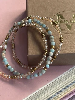 VIAMAJA Armbånd<Armbånd Leah Sea Breeze/Natur – Sæt med 3 stk