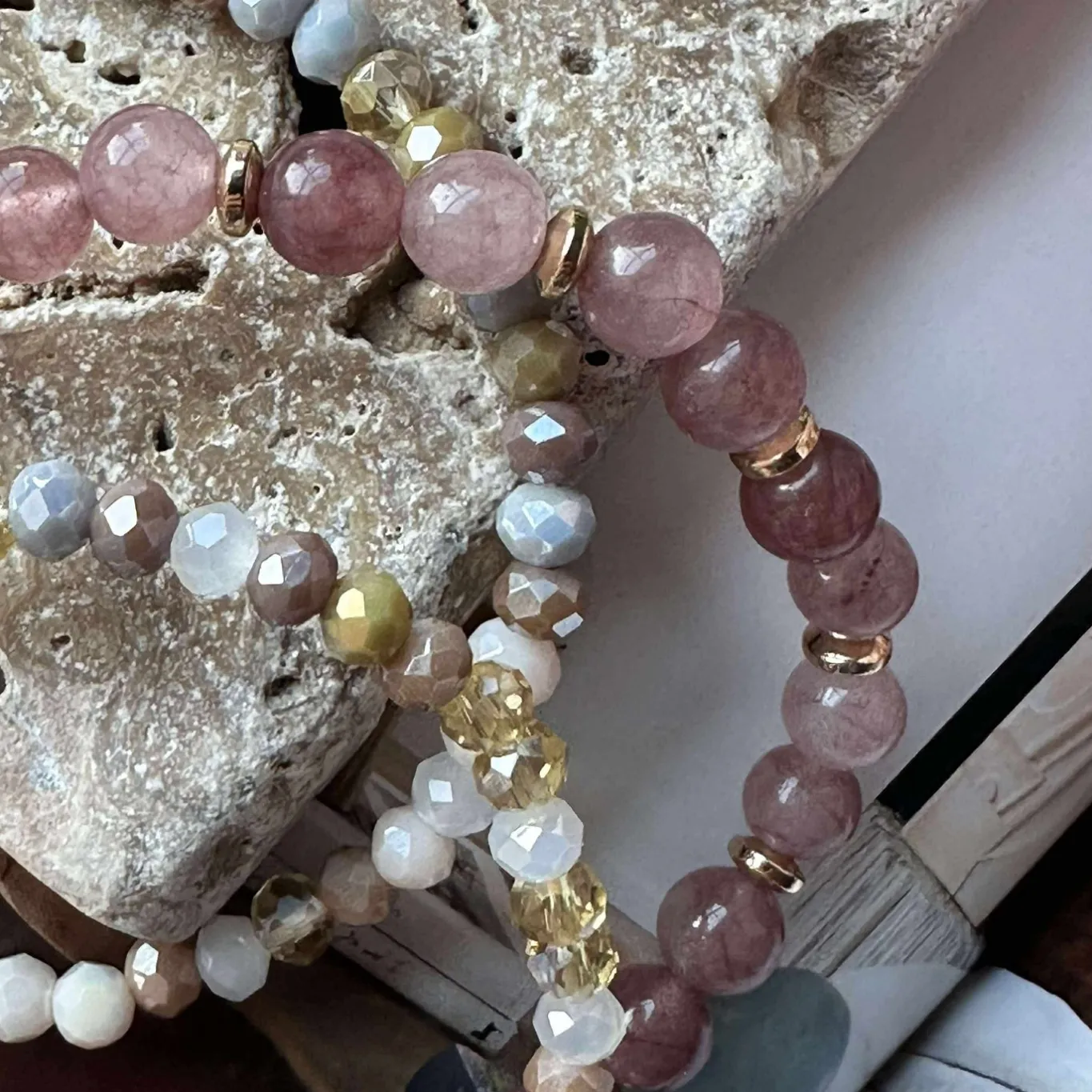VIAMAJA Armbånd<Armbånd Luna Vintage Rose – Sæt med 3 stk