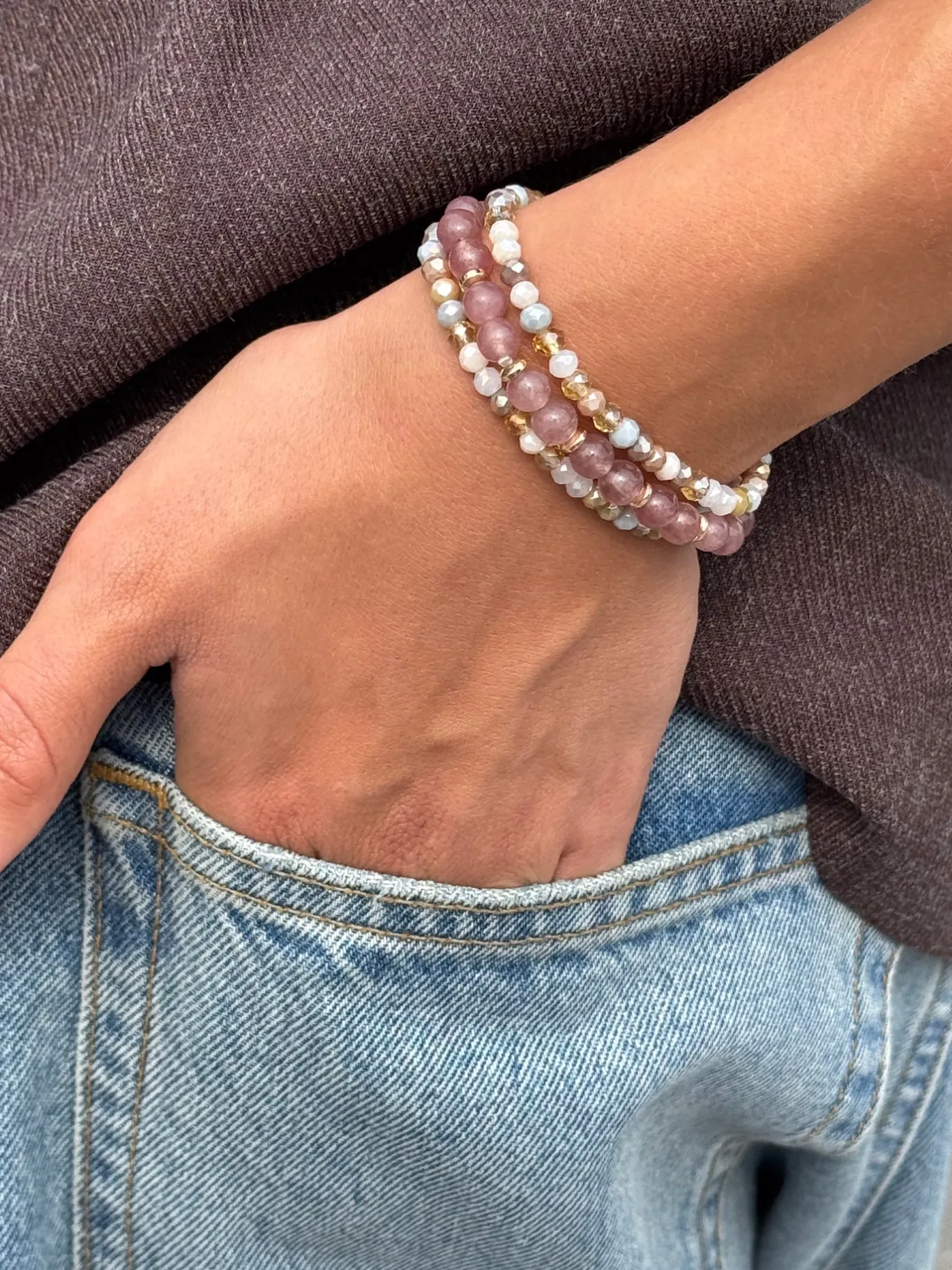 VIAMAJA Armbånd<Armbånd Luna Vintage Rose – Sæt med 3 stk
