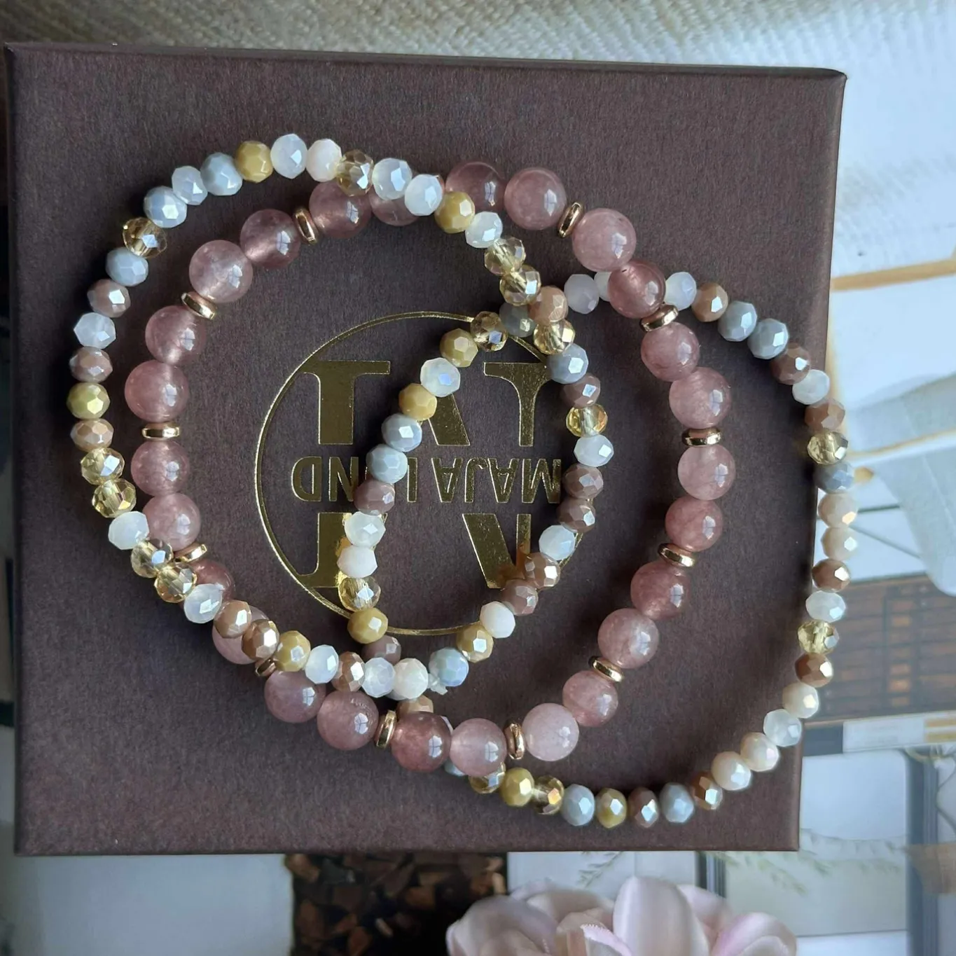 VIAMAJA Armbånd<Armbånd Luna Vintage Rose – Sæt med 3 stk