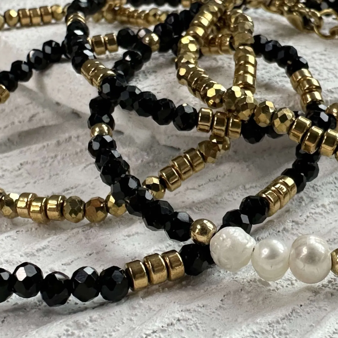 VIAMAJA Armbånd<Armbånd MICHELLE Black / Pearl - 5 stk