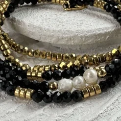 VIAMAJA Armbånd<Armbånd MICHELLE Black / Pearl - 5 stk