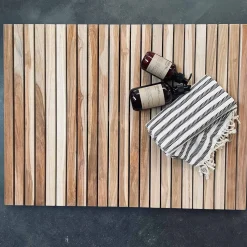 VIAMAJA Bademåtter<Bademåtte i Teak med gummifødder – 80X60cm