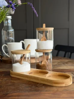 VIAMAJA Køkken Opbevaring<Bakke sæt med bakke, 3 glas og skeer
