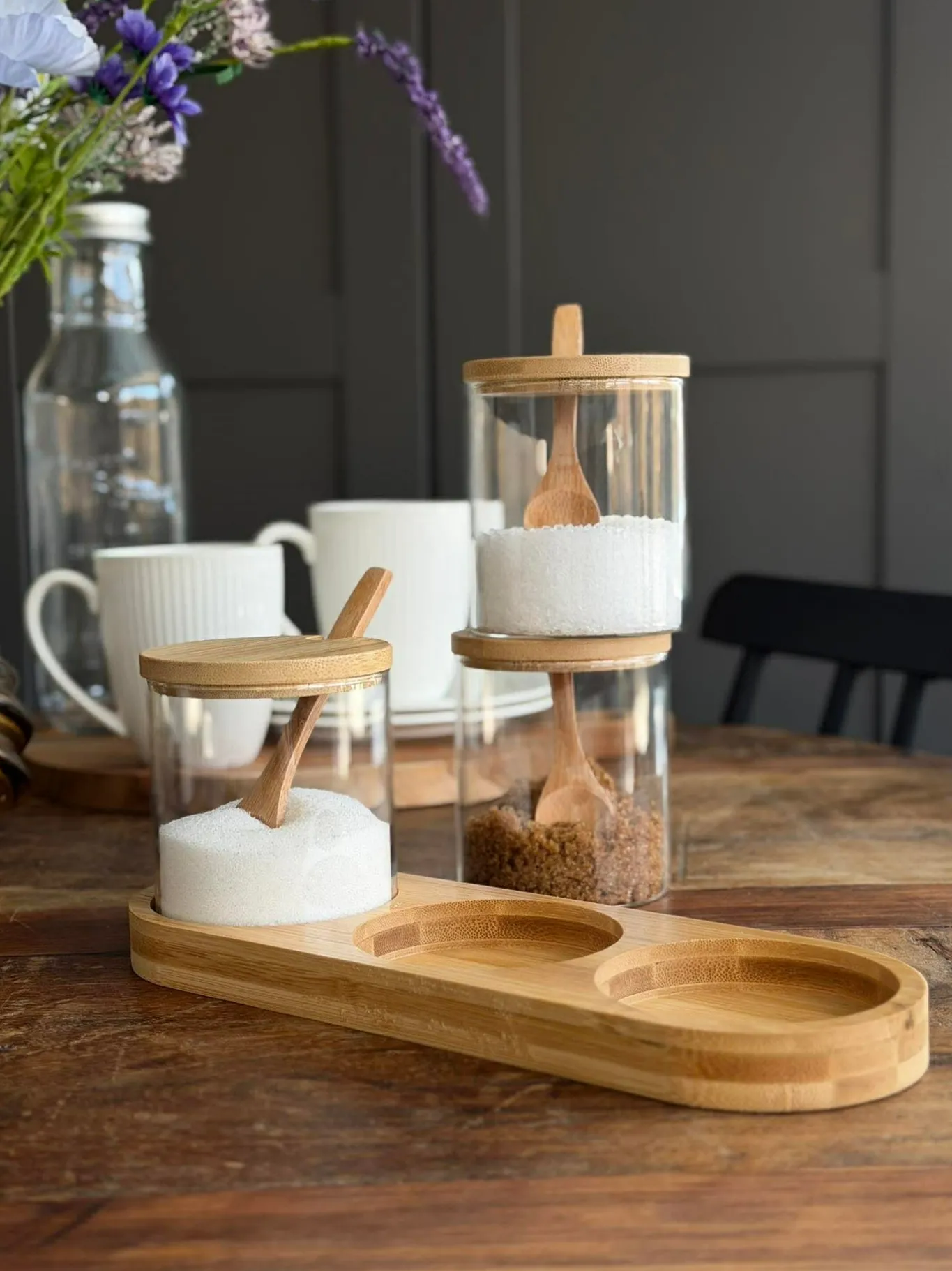 VIAMAJA Køkken Opbevaring<Bakke sæt med bakke, 3 glas og skeer