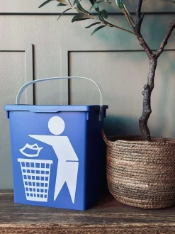 VIAMAJA Skraldespande|Køkken Opbevaring<BIO Spand med låg 12 liter - BLÅ