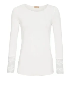 VIAMAJA Bluser<Bluse BASIS med blondedetaljer – White