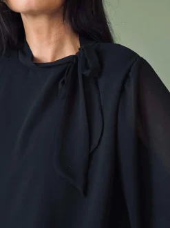 VIAMAJA Bluser<Bluse m. Sløjfe - Black