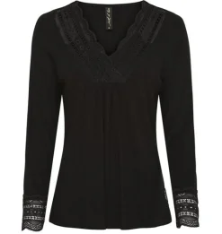 VIAMAJA Bluser<Bluse med blonde – Black