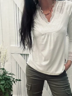 VIAMAJA Bluser<Bluse med blonde – White