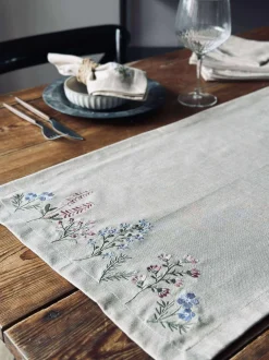 VIAMAJA Duge Og Mundservietter<Bordløber flower broderi - Hørlook