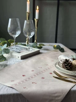 VIAMAJA Duge Og Mundservietter|Jul<Bordløber Jul - 40x140 cm - Beige