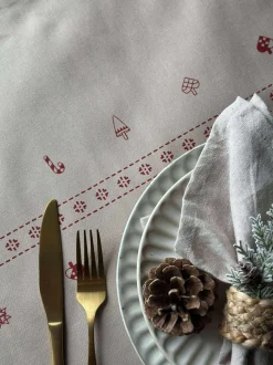 VIAMAJA Duge Og Mundservietter|Jul<Bordløber Jul - 40x140 cm - Beige