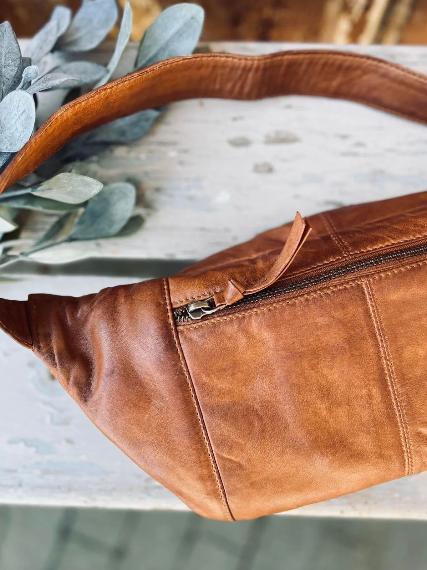VIAMAJA Bæltetasker|Læder Tasker<Bumbag JUNE - BIG Cognac