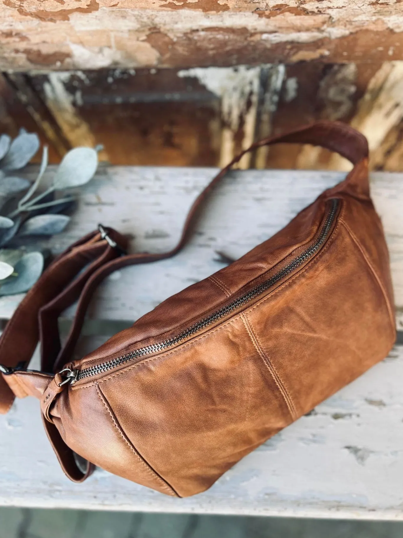 VIAMAJA Bæltetasker|Læder Tasker<Bumbag JUNE - BIG Cognac