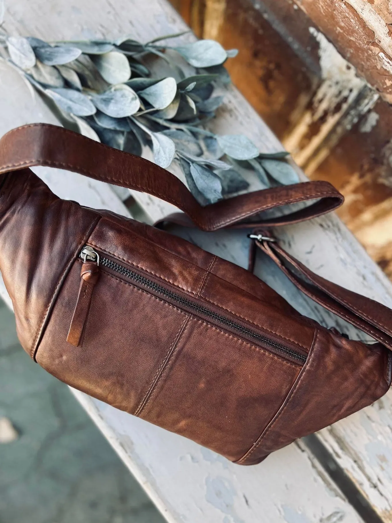 VIAMAJA Bæltetasker|Læder Tasker<Bumbag JUNE - BIG Dark cognac
