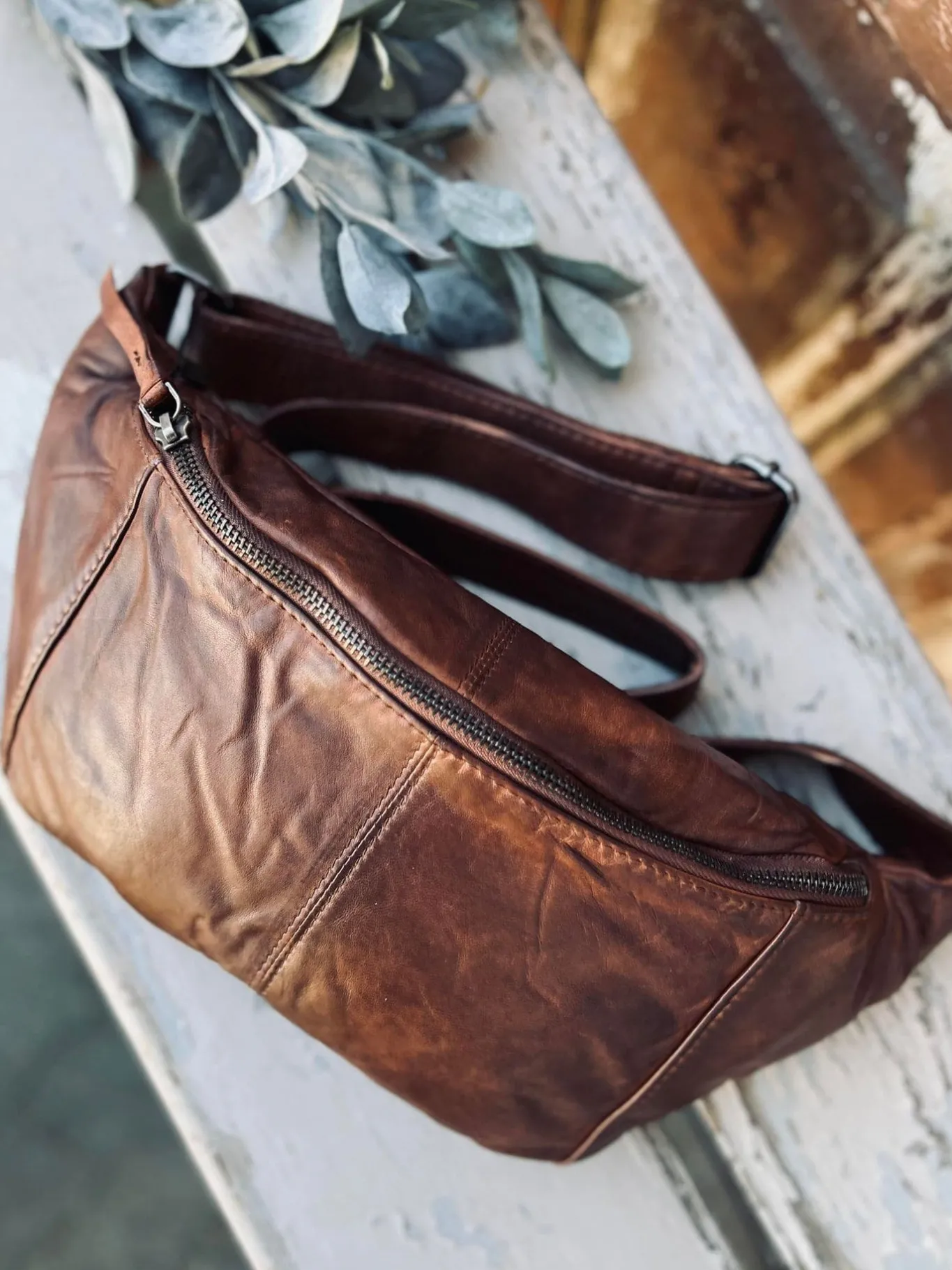 VIAMAJA Bæltetasker|Læder Tasker<Bumbag JUNE - BIG Dark cognac