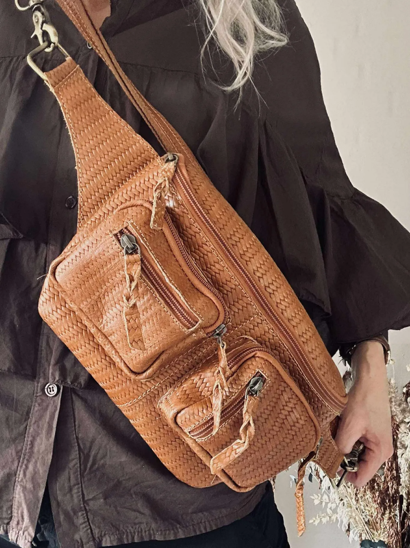 VIAMAJA Bæltetasker<Bumbag Kaya - Cognac flet