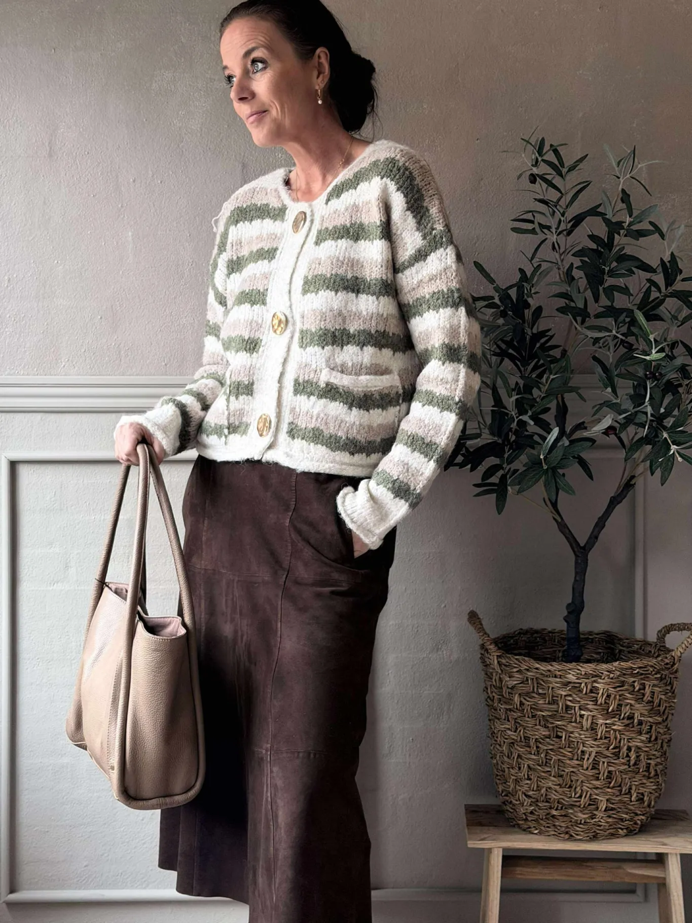 VIAMAJA Cardigans<Cardigan Grøn strib
