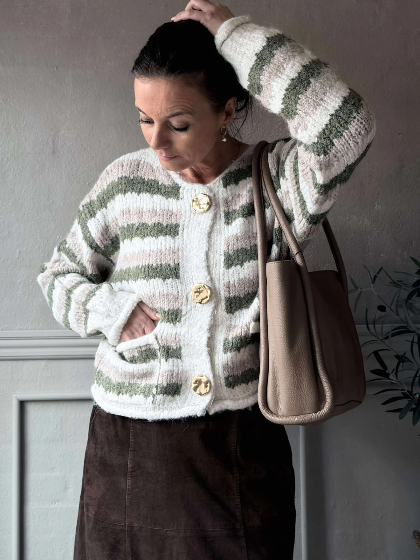 VIAMAJA Cardigans<Cardigan Grøn strib