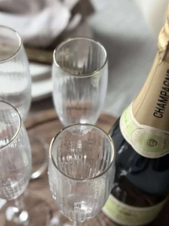 VIAMAJA Krus, Kopper Og Glas|Alt Til Vin<Champagneglas Rillet med guld kant - 4 stk.