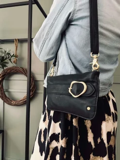 VIAMAJA Clutch<Clutch Berlin - Black leather