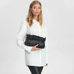VIAMAJA Clutch<Clutch med flæser Nero