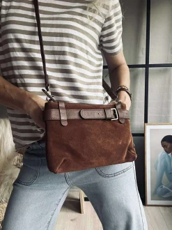 VIAMAJA Clutch<Clutch ruskind - Cognac