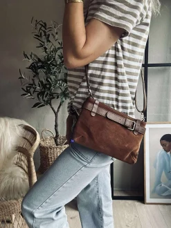 VIAMAJA Clutch<Clutch ruskind - Cognac
