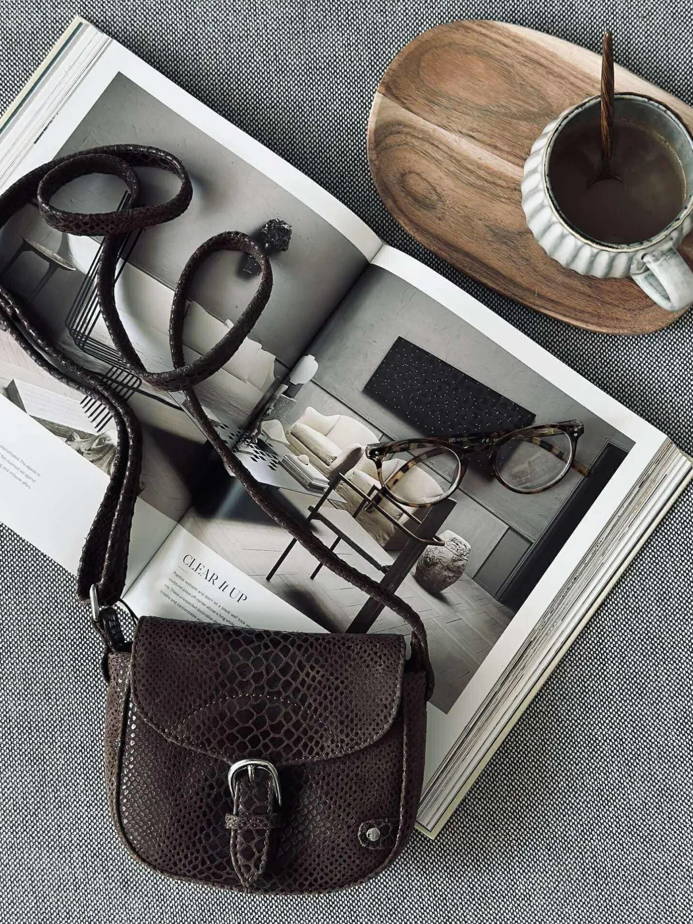 VIAMAJA Cross Body|Læder Tasker<Crossbody Aura - Brown croco