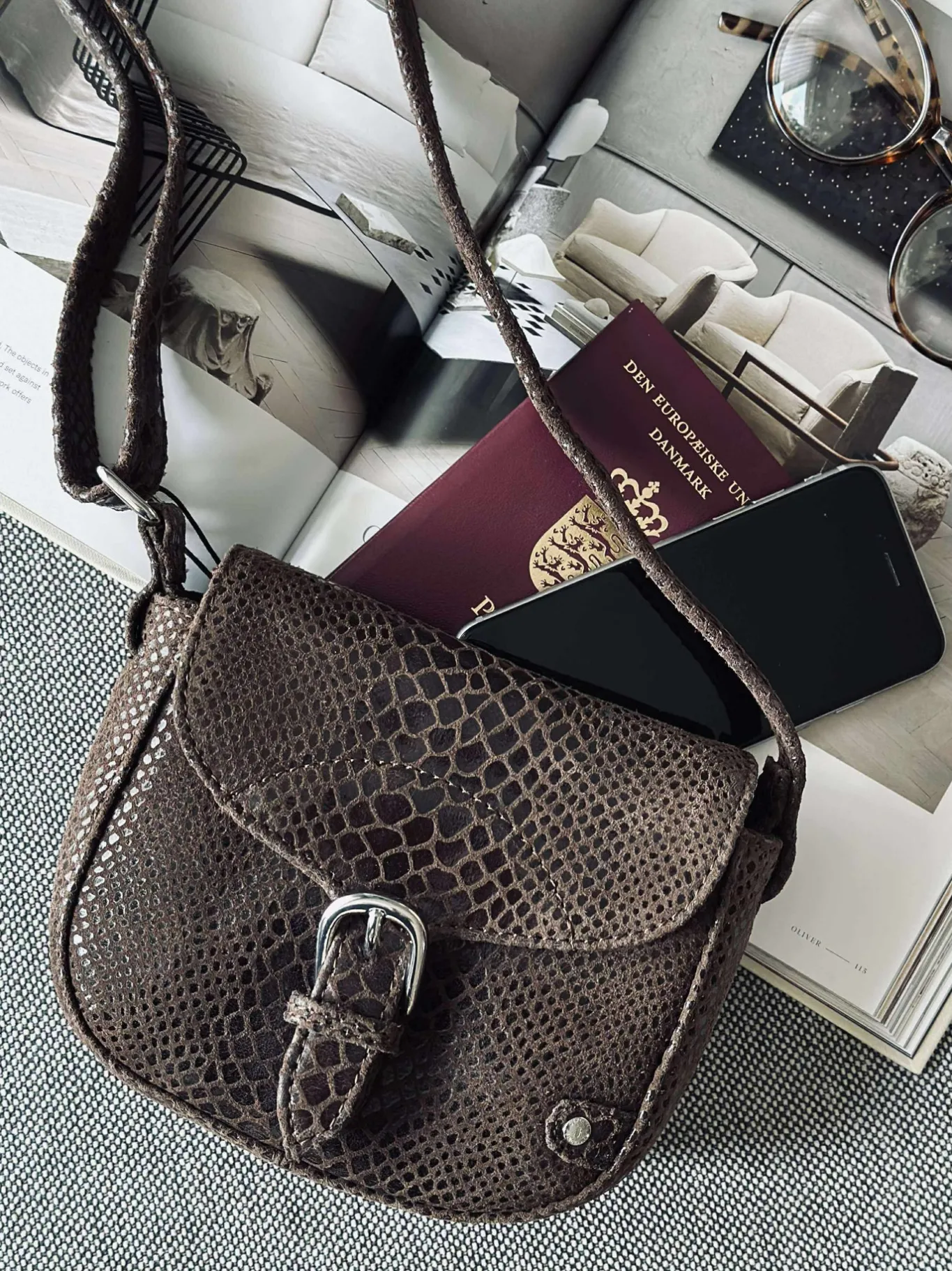 VIAMAJA Cross Body|Læder Tasker<Crossbody Aura - Brown croco