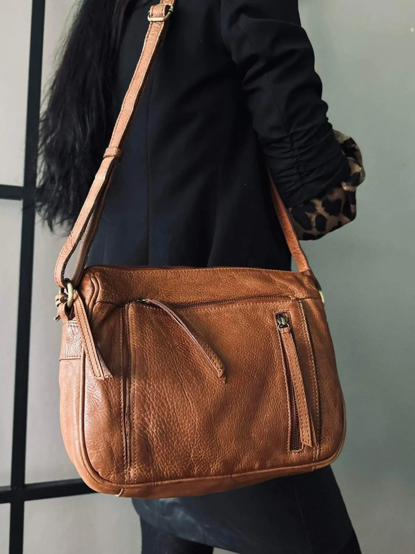 VIAMAJA Cross Body|Læder Tasker<Crossbody Raw Boheme Big – Cognac