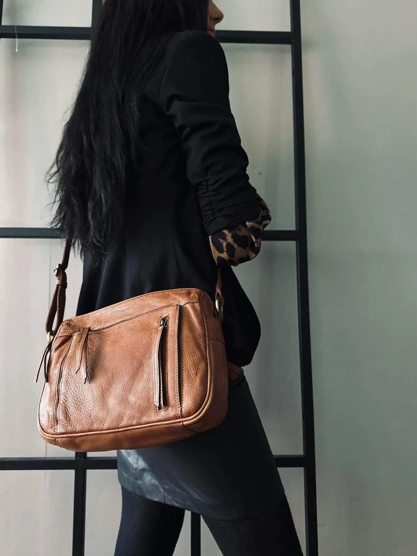VIAMAJA Cross Body|Læder Tasker<Crossbody Raw Boheme Big – Cognac