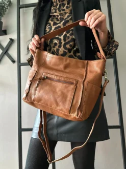 VIAMAJA Cross Body|Læder Tasker<Crossbody Raw Boheme XL – Cognac