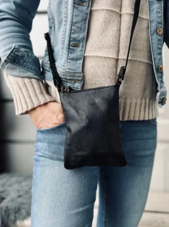 VIAMAJA Cross Body|Læder Tasker<Crossover mobiltaske - OLINE Black
