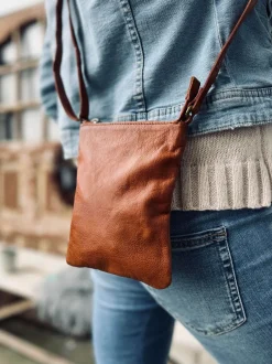 VIAMAJA Cross Body|Læder Tasker<Crossover mobiltaske - OLINE Walnut