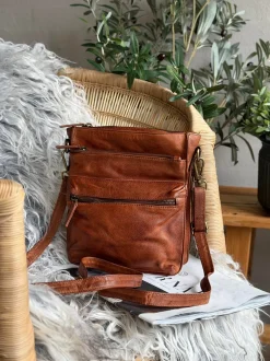VIAMAJA Cross Body|Skuldertasker<Crossover Raw Dark Cognac